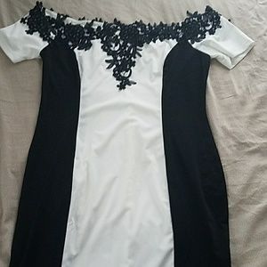 Black and white color block dress